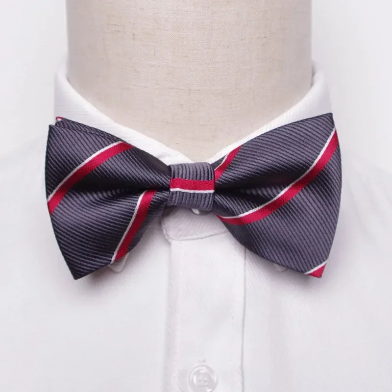 Men’s Classic Black Bow Tie – Formal Polyester Woven Pattern
