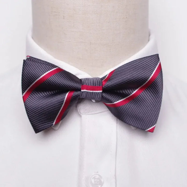 Men’s Classic Black Bow Tie – Formal Polyester Woven Pattern