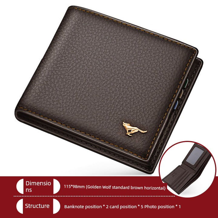 SEPTWOLVES Men's Simplicity First Layer Cowhide Short Wallet