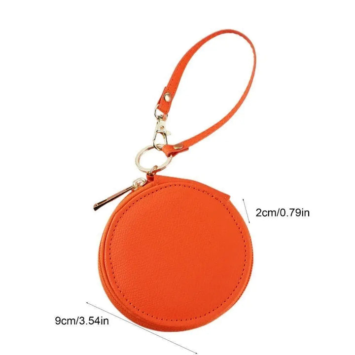 Mini Round Coin Pouch – Solid Color PU Leather Wallet & Accessory Bag