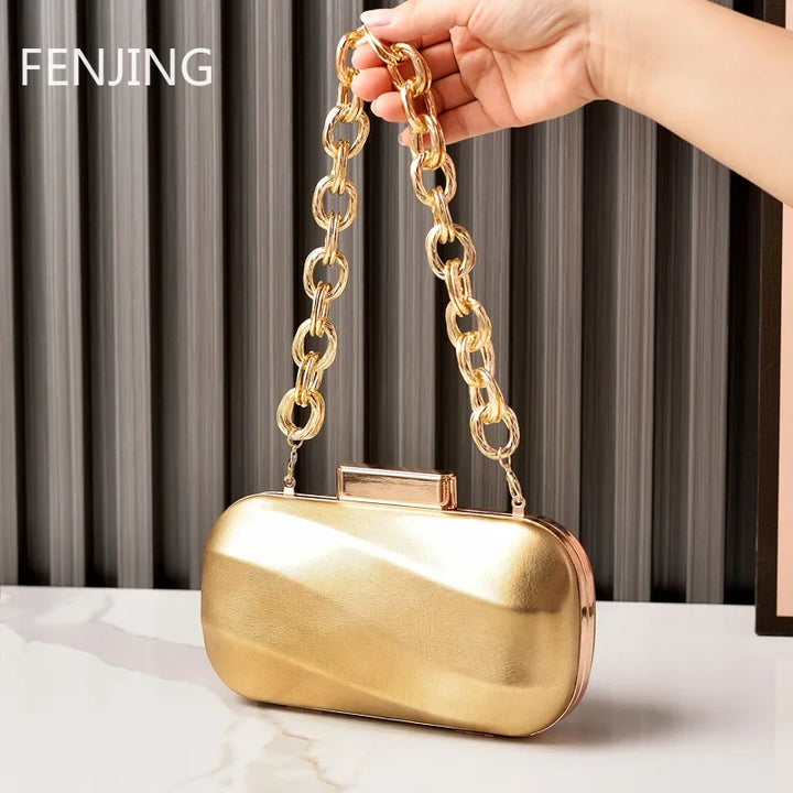 LuxeMetallic Evening Clutch – PU Leather Party Purse in Gold & Silver
