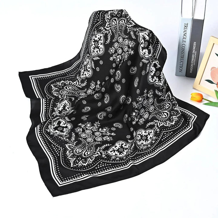 Printed Square Scarf – 70cm Paisley Bandana for Hair & Headwear