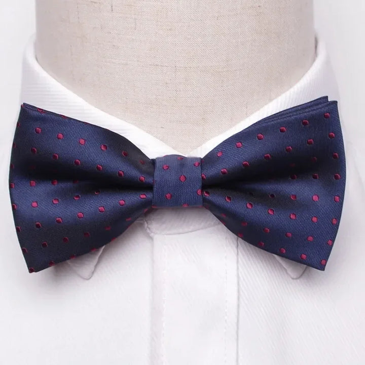 Men’s Classic Black Bow Tie – Formal Polyester Woven Pattern