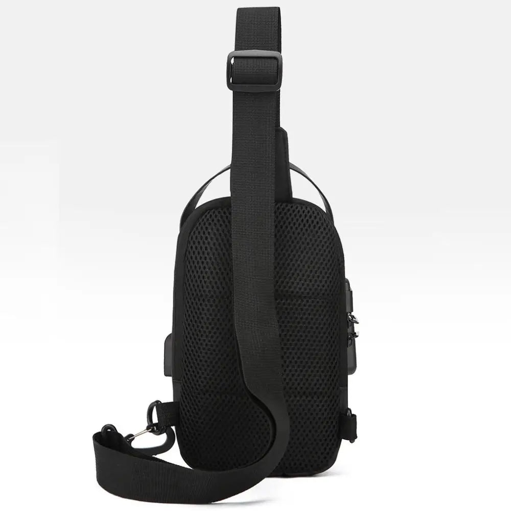 Unisex PU Leather Anti Theft Chest Bag Large Capacity USB Charging Travel Sling Chest Bag Waterproof Crossbody Bag Unisex