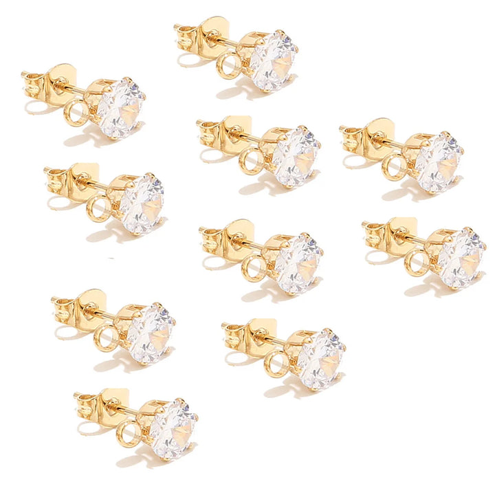 Gold Tone Earring Hooks with CZ Studs