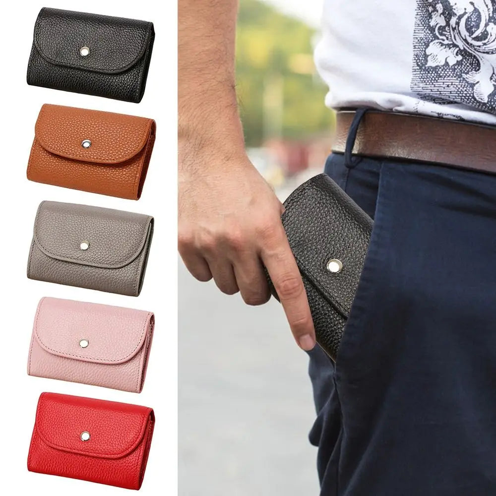 Portable Leather Coin Purse – Large Capacity Wallet & Card Holder