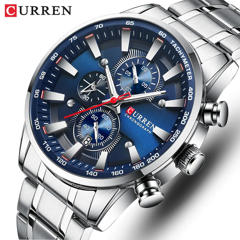 Top Brand CURREN Watch – Men’s Waterproof Chronograph with Date Function