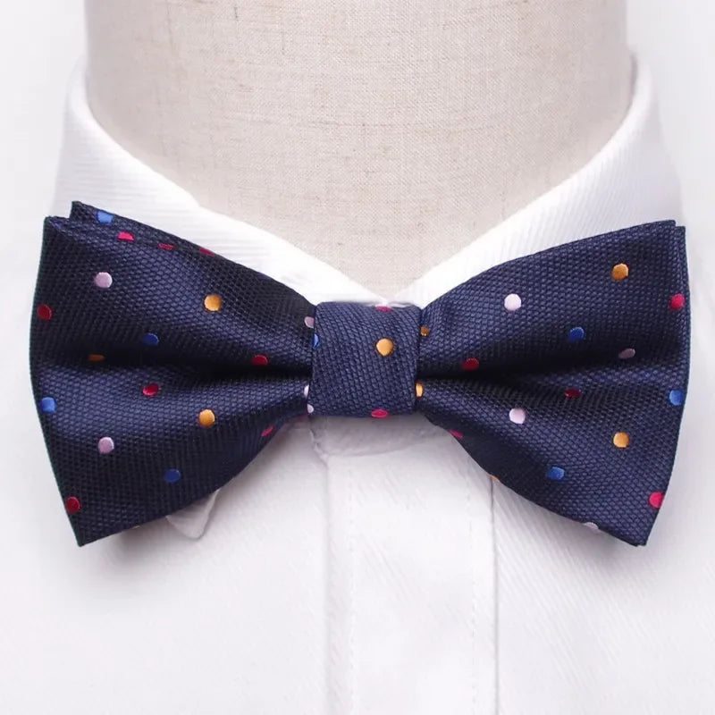 Men’s Classic Black Bow Tie – Formal Polyester Woven Pattern