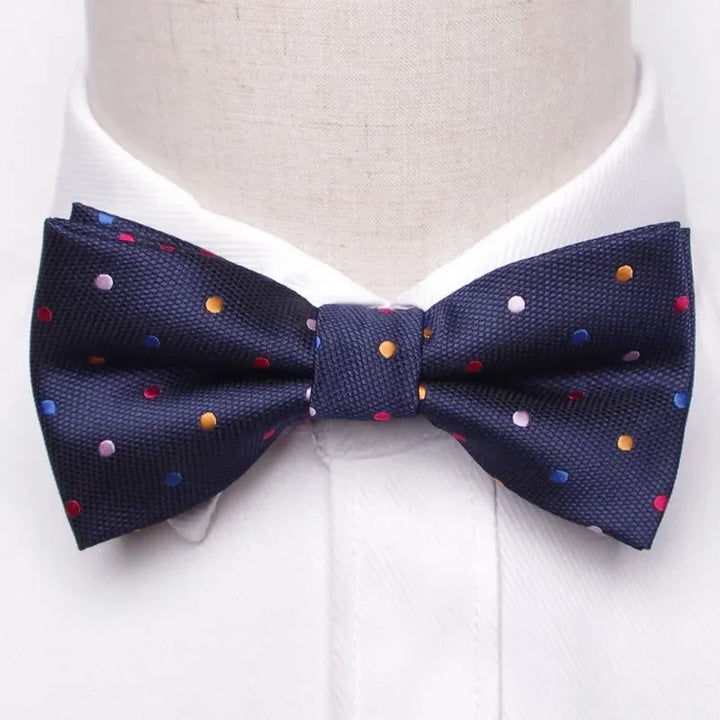 Men’s Classic Black Bow Tie – Formal Polyester Woven Pattern