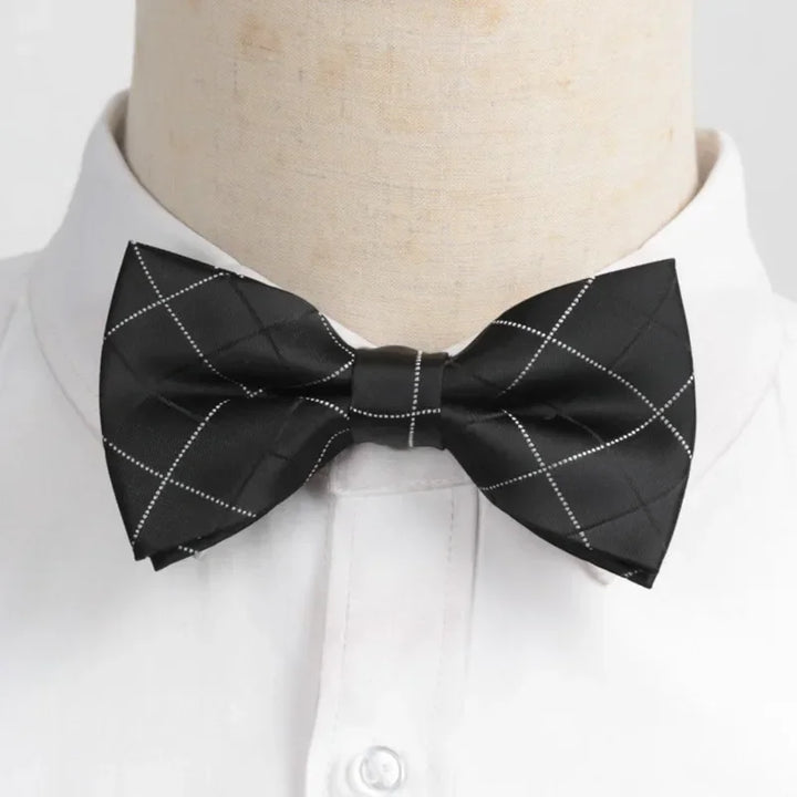 Men’s Classic Black Bow Tie – Formal Polyester Woven Pattern