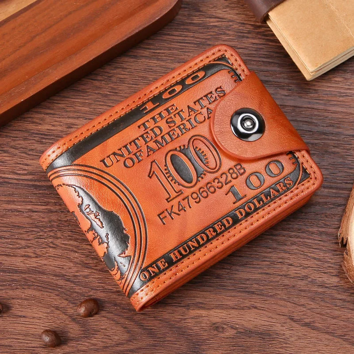 Men's Wallets With 100 US Dollar PatternWallet Male Leather Walet Photo Card HolderFashion Large Capacity Wallet Purse Bag