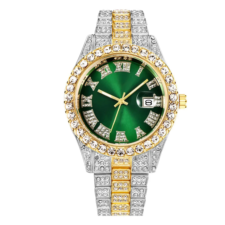 Full Diamond Stainless Steel Quartz Watch for Men