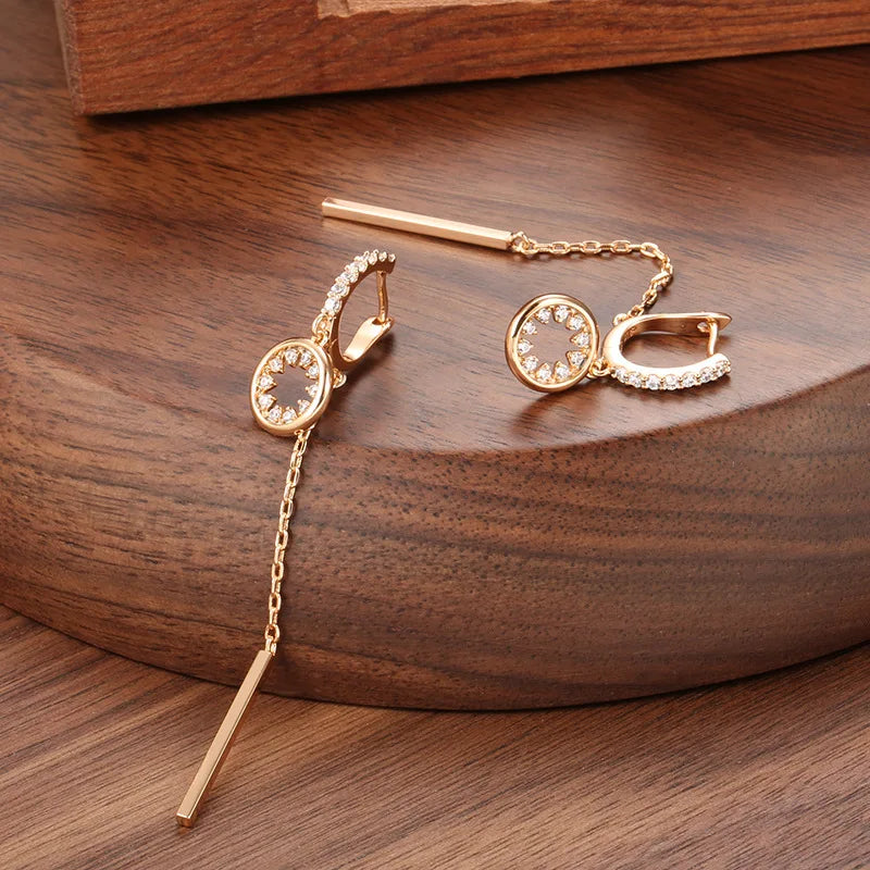GlamourAura™ – 14K Gold Pink Earrings for Elegant Women