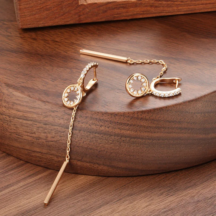 GlamourAura™ – 14K Gold Pink Earrings for Elegant Women