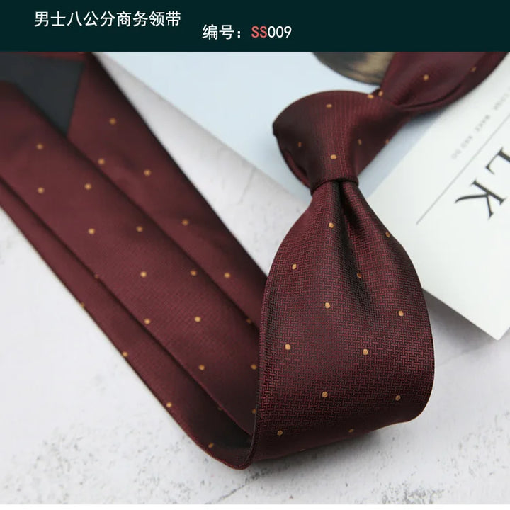 Tie Gravatas Fashion Wholesale Woven 8 cm Striped Necktie Wedding Accessories Blue Man Dot Fit Group Party Office Neck Ties