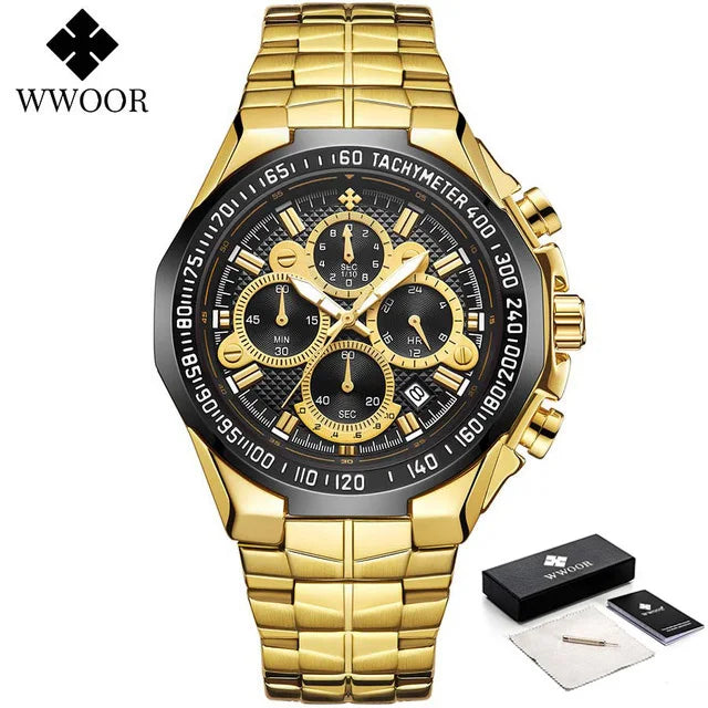 Gold Chronograph Watch – WWOOR Luxury Wristwatch for Men