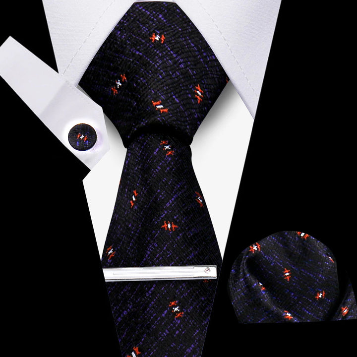 Tie For Men Business Luxury Fashion Necktie Navy Blue 4pcs Set Tie Clip Cufflinks Pocket Square Wedding Suit Accessories Gravata