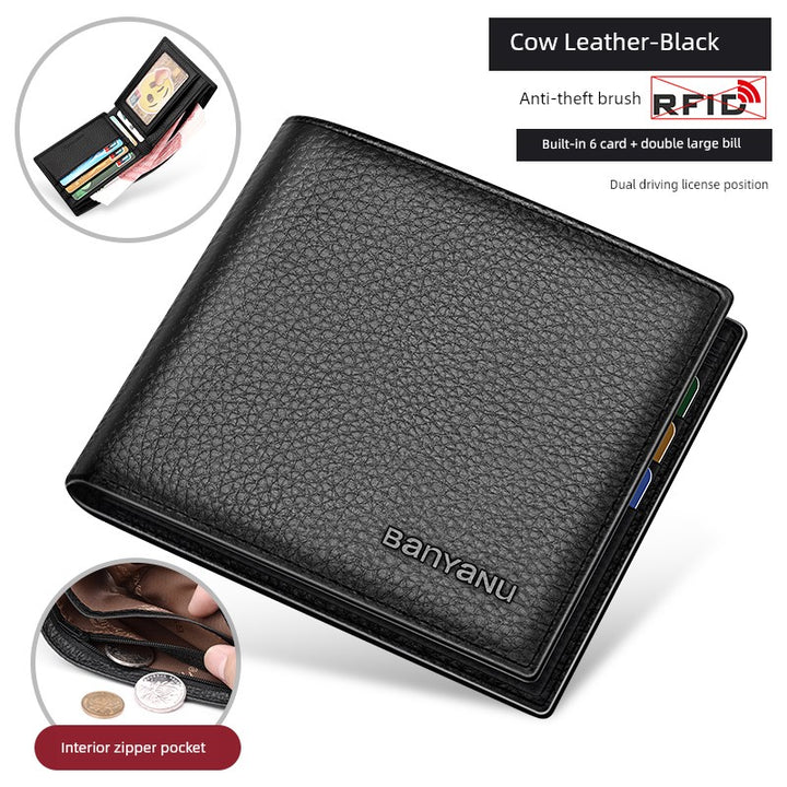 Banyanu Men's Horizontal Leather Driving License One-Piece Wallet
