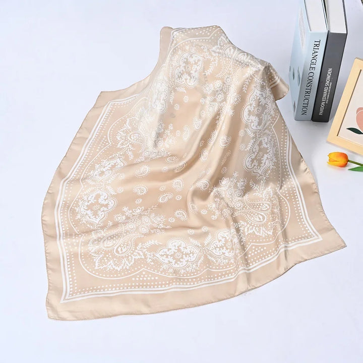 Printed Square Scarf – 70cm Paisley Bandana for Hair & Headwear
