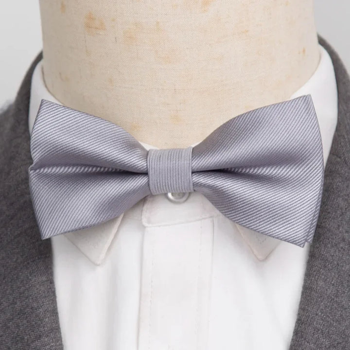 Men’s Classic Black Bow Tie – Formal Polyester Woven Pattern