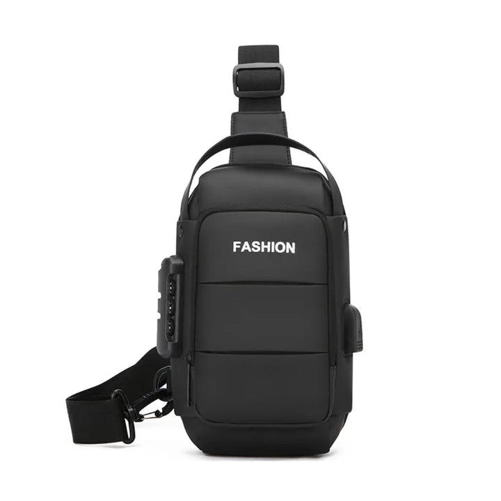 Unisex PU Leather Anti Theft Chest Bag Large Capacity USB Charging Travel Sling Chest Bag Waterproof Crossbody Bag Unisex