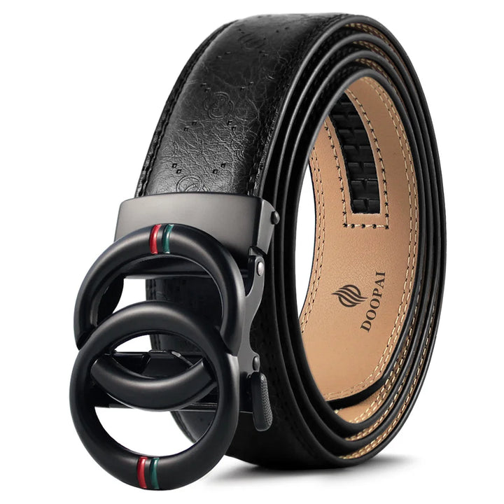 Men Leather Belt Metal Car Automatic Buckle Work Belt Double Loop Round Buckle Belts for Men Women Gifts Gc Belts for Women