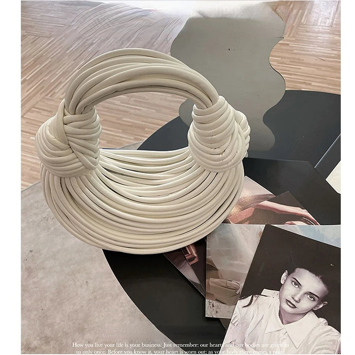 Handbags for Women 2023 New in Gold Luxury Designer Brand Handwoven Noodle Bags Rope Knotted Pulled Hobo Silver Evening Clutch
