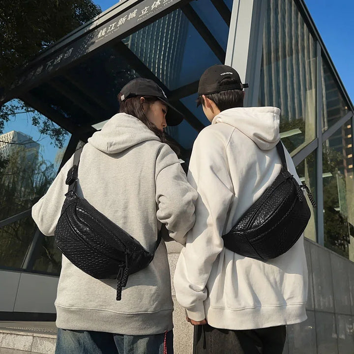 Unisex Waist Bag Large Capacity Fanny Packs Woven pattern Chest Bag Fashion Shoulder Crossbody Bags High-quality Waist Belt Bags