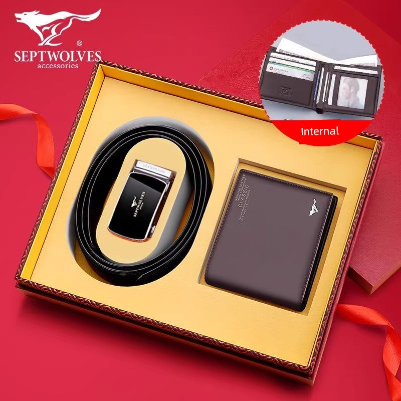 SEPTWOLVES Men Genuine Leather Dad's Wallet for Husband