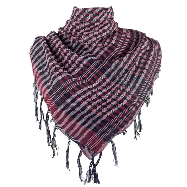 Arab Style Keffiyeh – Houndstooth Pattern Shemagh with Fringe
