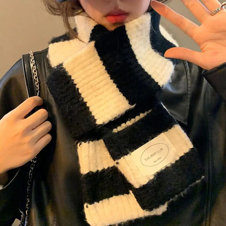 Gothic Striped Shawl – Y2K Winter Scarf for Women