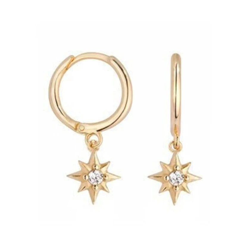 ZirconBloom™ – CANNER 18K Gold Plated Drop Earrings with Star Design