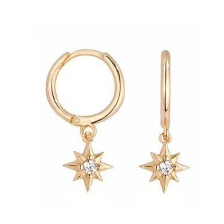 ZirconBloom™ – CANNER 18K Gold Plated Drop Earrings with Star Design
