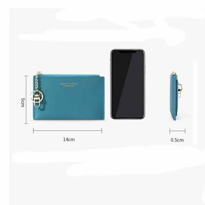 Ultra-Thin PU Leather Wallet – Mini Coin Purse with Keychain