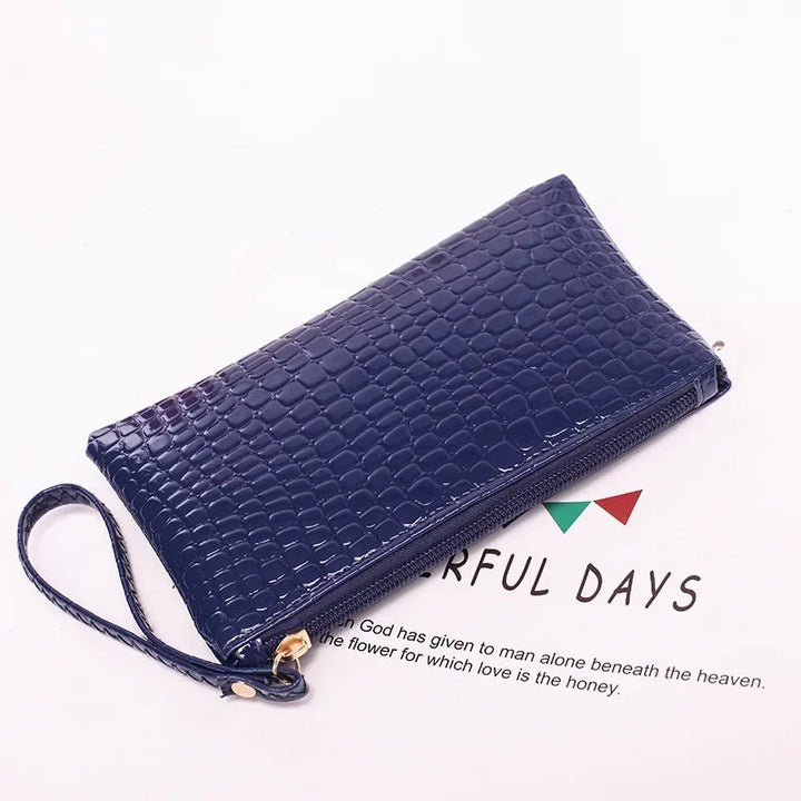 1PC Women PU Clutch Long Casual Wallet Litchi Grain Coin Purse Female Bag Wrist Bags Zipper Phone Pocket Credit Card Holder