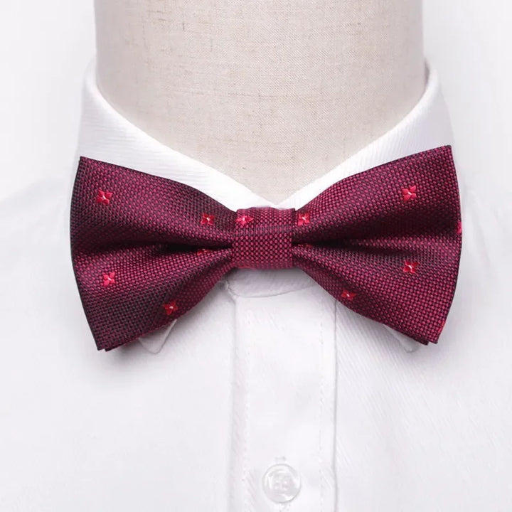 Men’s Classic Black Bow Tie – Formal Polyester Woven Pattern
