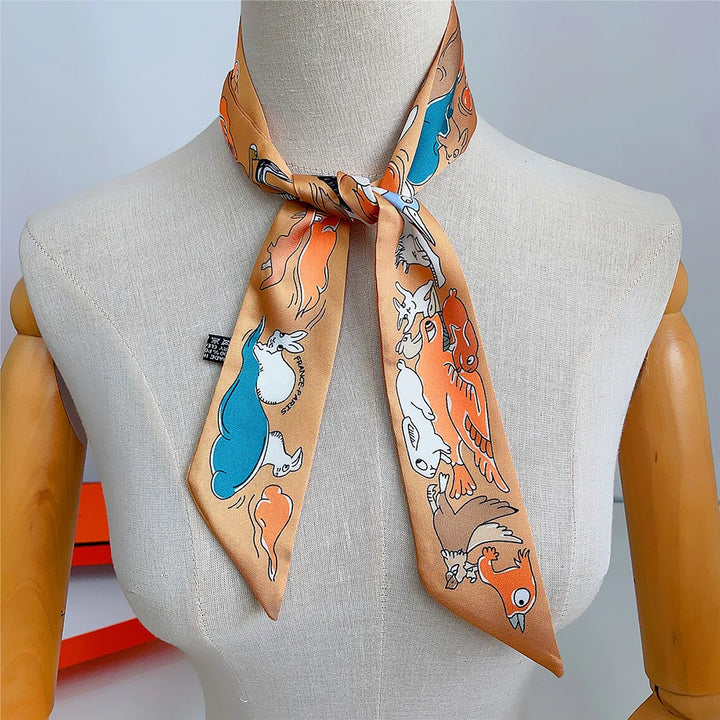 Women’s Ribbon Scarf – Long Skinny Animal Print Headwrap