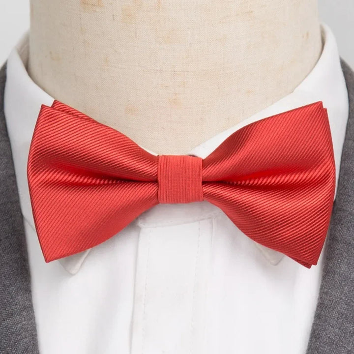 Men’s Classic Black Bow Tie – Formal Polyester Woven Pattern