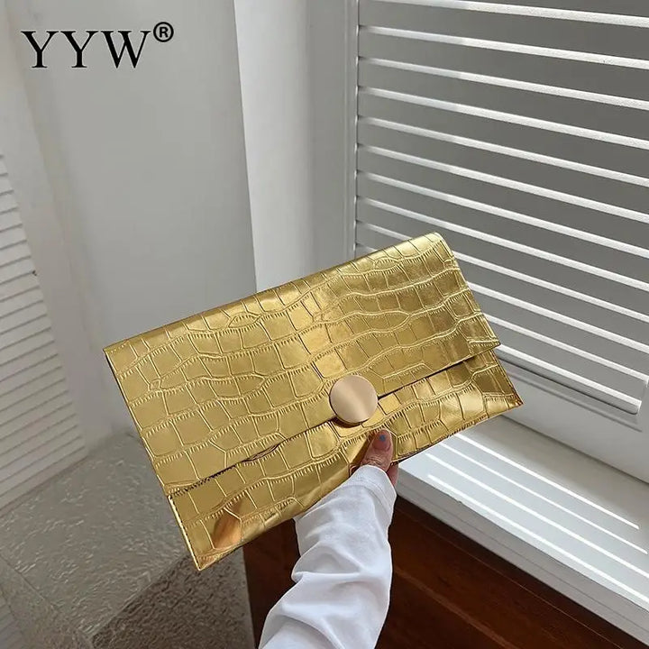 Luxe Envelope Clutch – Stylish PU Leather Shoulder Bag with Chain Detail