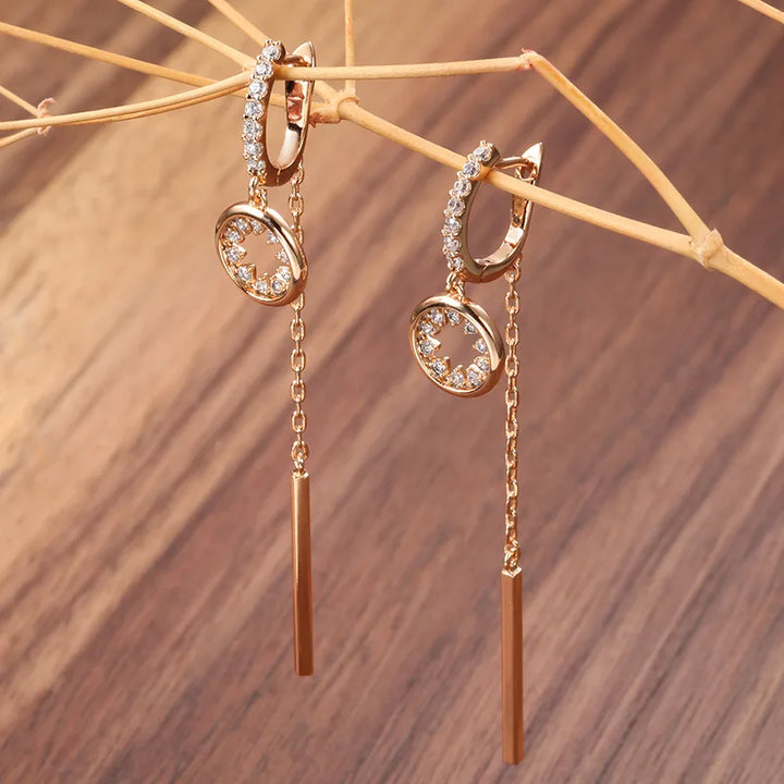 GlamourAura™ – 14K Gold Pink Earrings for Elegant Women