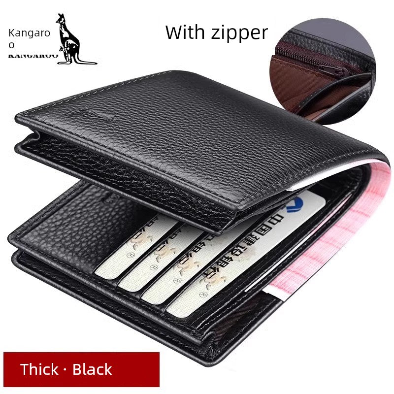 Kangaroo Men First Layer Cowhide One-Piece Father Wallet
