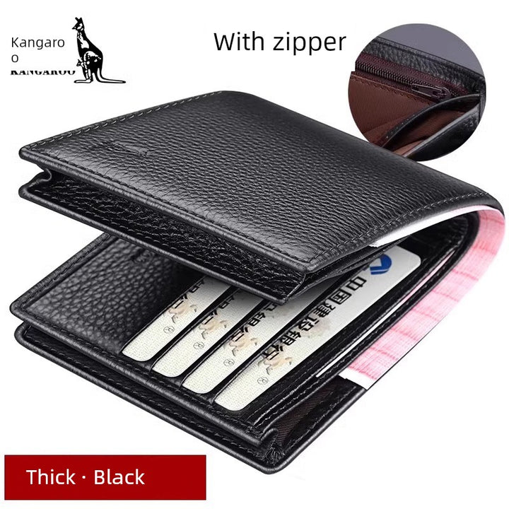Kangaroo Men First Layer Cowhide One-Piece Father Wallet