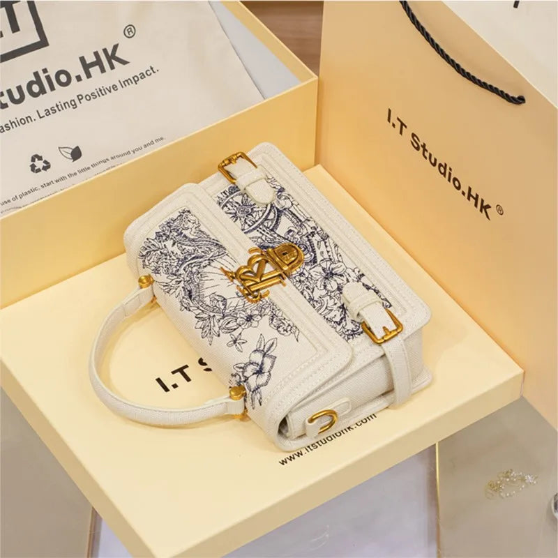 Women's handbag, handbag, women's 2024 new high-end texture summer designer single shoulder crossbody embroidered square bag