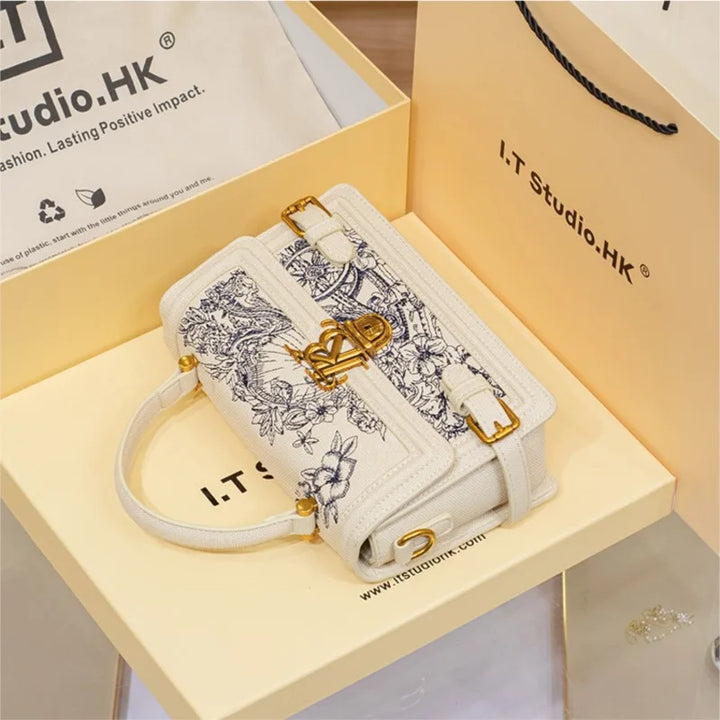 Women's handbag, handbag, women's 2024 new high-end texture summer designer single shoulder crossbody embroidered square bag