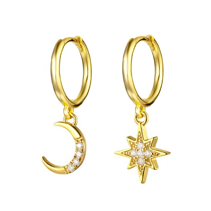 ZirconBloom™ – CANNER 18K Gold Plated Drop Earrings with Star Design