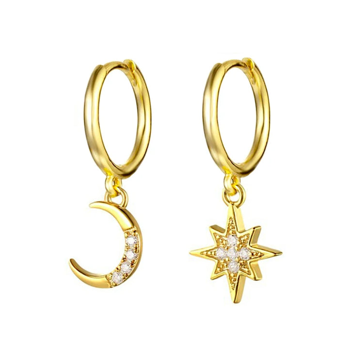 ZirconBloom™ – CANNER 18K Gold Plated Drop Earrings with Star Design