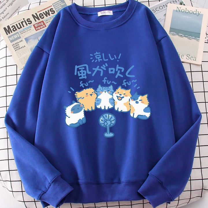 5 Cats Fan Print Sweatshirt