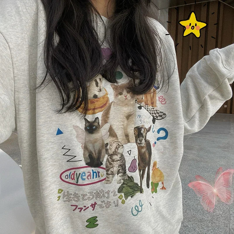 Milk Cat Graphic Sweatshirt