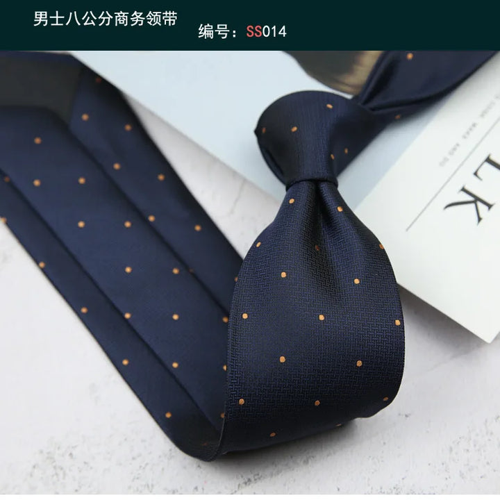 Tie Gravatas Fashion Wholesale Woven 8 cm Striped Necktie Wedding Accessories Blue Man Dot Fit Group Party Office Neck Ties