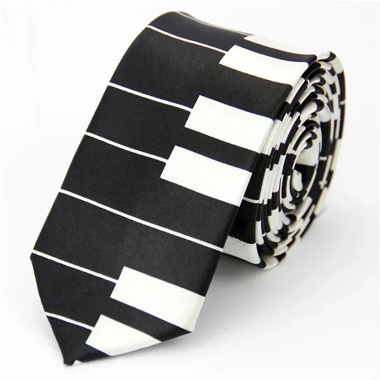 Narrow Tie for Men Women  5cm (2") Skinny Wedding Black Blue Red Pink White Purple Green Gray Piano Skull Print Slim Necktie